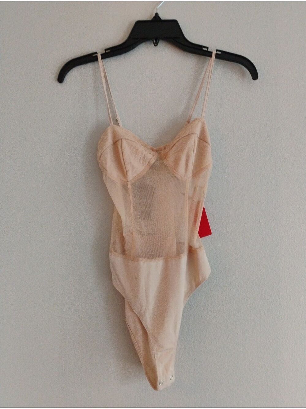 Forever 21 S,M,& L Sheer Light Pink Nude Bodysuit with Adjustable Straps
